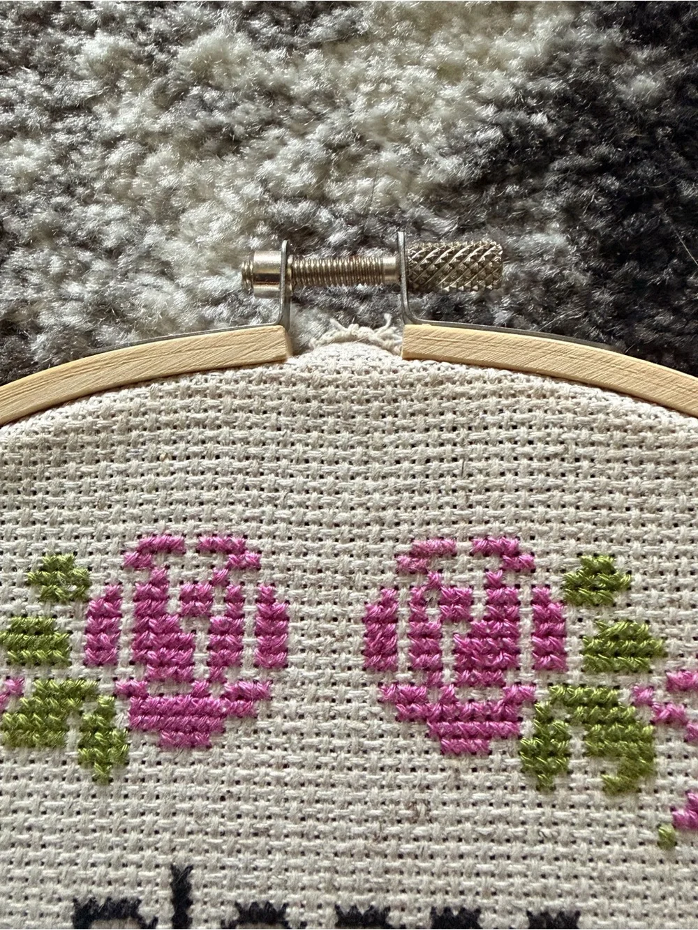 Bathroom Demons Cross Stitch Hoop